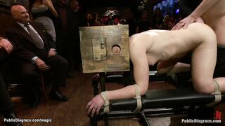 Boxed head slave anal fucked in public