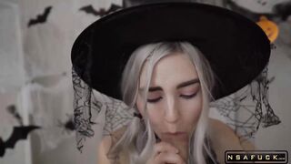 Cute Horny Eva Elfie Witch Gets Facial and Swallows Cum