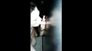 Girlfrind sucking in a gloryhole