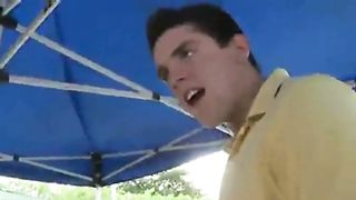 Pledge Sucks Dick At Public Tailgate BBQ Facial