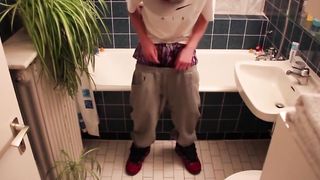 Uncircumcised skinny teen pee pants