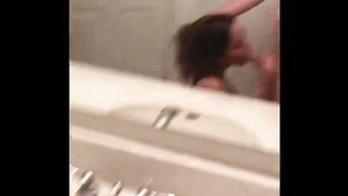 Homemade teen blowjob in the bath
