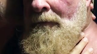 Hairy bears passionate kissing