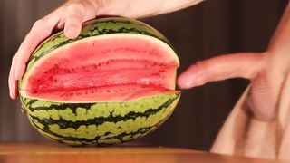 water melon cum - fucking a melon and cumming