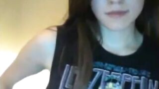 shy brunette 1st time masturbating on cam