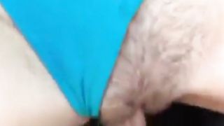 Cumming on her tight hairy pussy