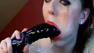 Aurelie Gagging On Big Dildo