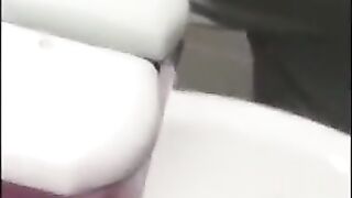 Cute Boy wank in school bathroom and cum in classroom