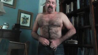 Nasty Hairy Daddy Jacks into a condom