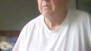 old man jerking his big dick