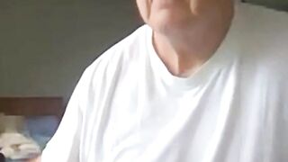 old man jerking his big dick