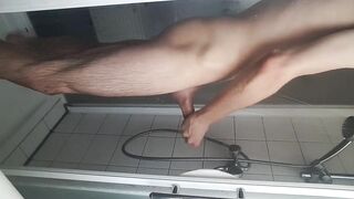 Shaving, jerking my young big cock ass spread boy 3